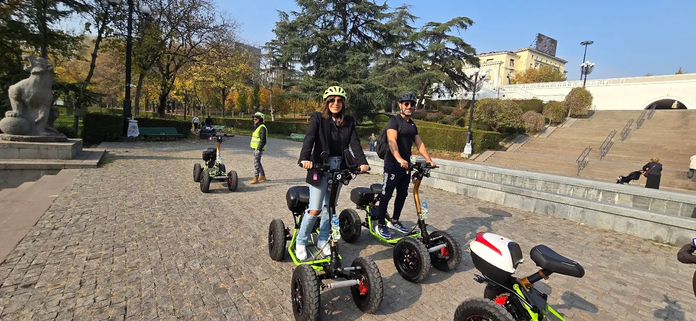 EZRider tour group at Tbilisi plaza
